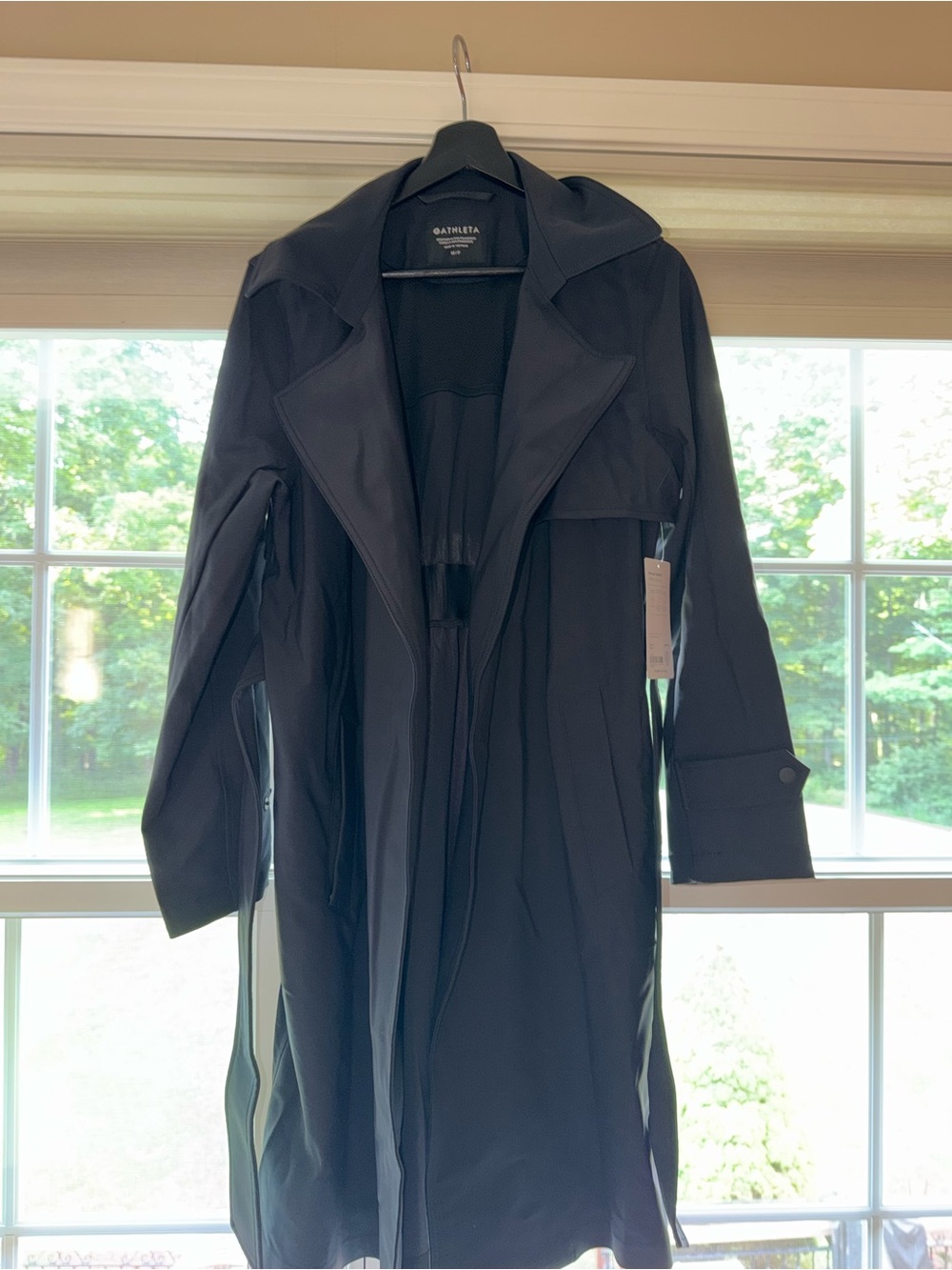 Athleta Black Long Trench Coat - Picture 2 of 3